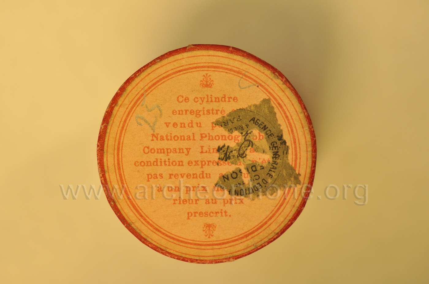 Photo du disque ou cylindre en question