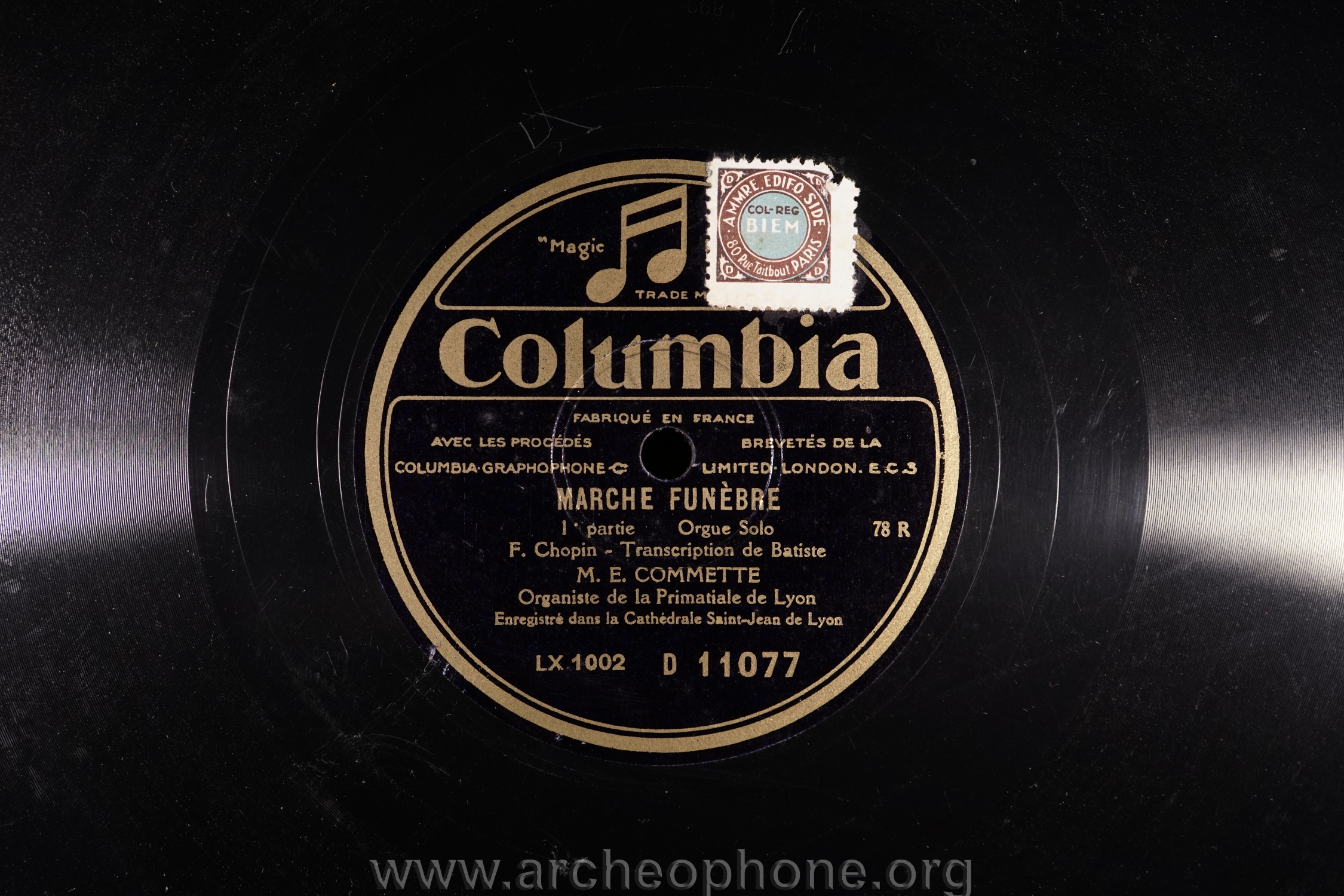 Photo du disque ou cylindre en question