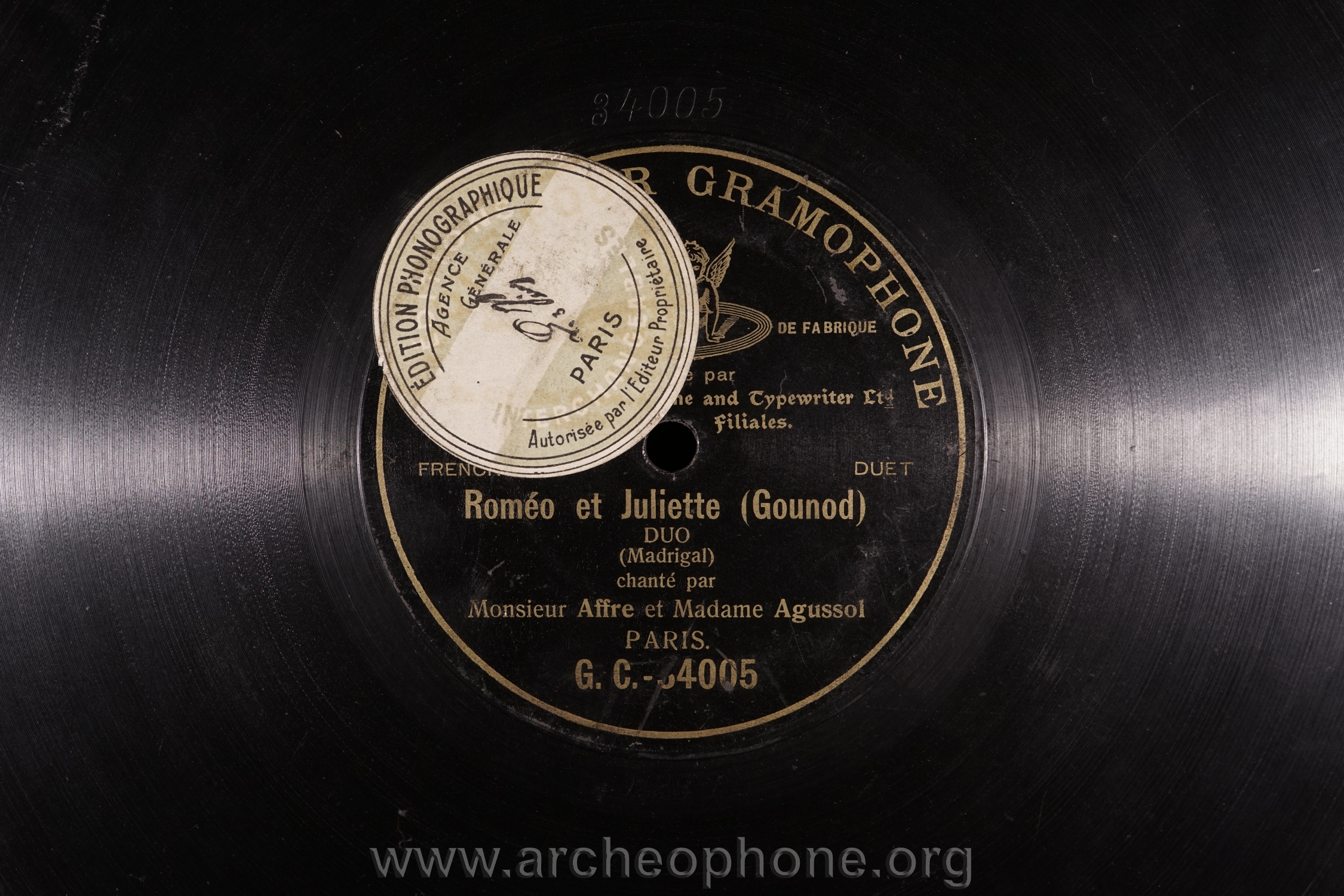 Photo du disque ou cylindre en question